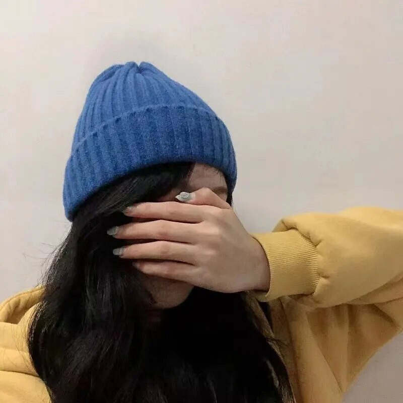 Nauja saldainių spalvų žieminė kepurė Moteriška megzta kepurė Šilta Minkšta madinga kepuraitė Kpop Style Vilna Beanie Elegantiška visiems tinkanti kepurė