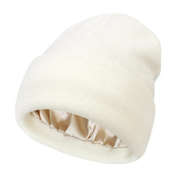 Зимна шапка за жени Шапки с копринена сатенена подплата Дебели шапки Мъжки топли модни дамски бонета Skullies Caps Мъжки женски шапки Балаклава