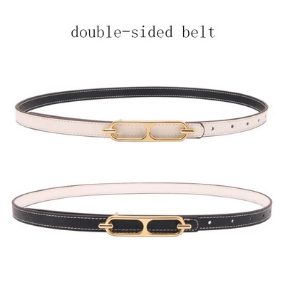 Zlatna kopča PU kožni tanki remeni za žene Dvostrano nošenje Podesivi remen Ženska haljina za djevojke Jean hlače Pojas
