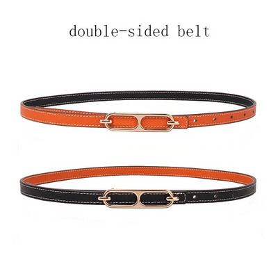 Zlatna kopča PU kožni tanki remeni za žene Dvostrano nošenje Podesivi remen Ženska haljina za djevojke Jean hlače Pojas
