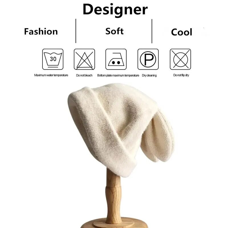 Unisex triušio ausys Mielos pupelės rudens žiemos šiltos kepurės Hip Hop Cap Beanie Kepurės moterims Vyrams