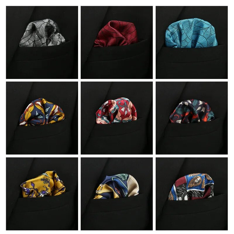 22 cm-es új férfi zsebkendő Vintage Paisley Pocket Square Puha Hankies esküvői party üzleti műselyem mellkasi törölköző ajándék