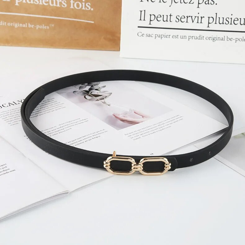 Novi modni kožni tanki remen za žene Personality Metalna kopča remen oko struka Dizajnerske ženske hlače Dekoracija pojas