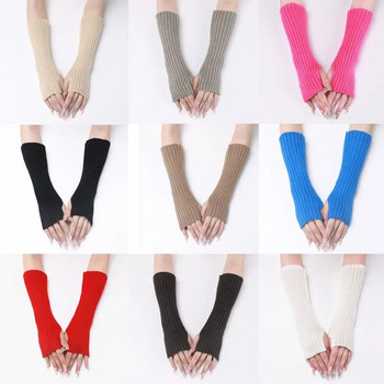 Нови дамски нагреватели за ръце Японски бели черни готически плетени ръкавици без пръсти Глезени Ръкави за китки Harajuku Girls Аниме ръкавици