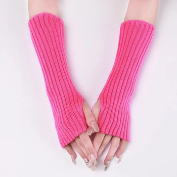 Нови дамски нагреватели за ръце Японски бели черни готически плетени ръкавици без пръсти Глезени Ръкави за китки Harajuku Girls Аниме ръкавици