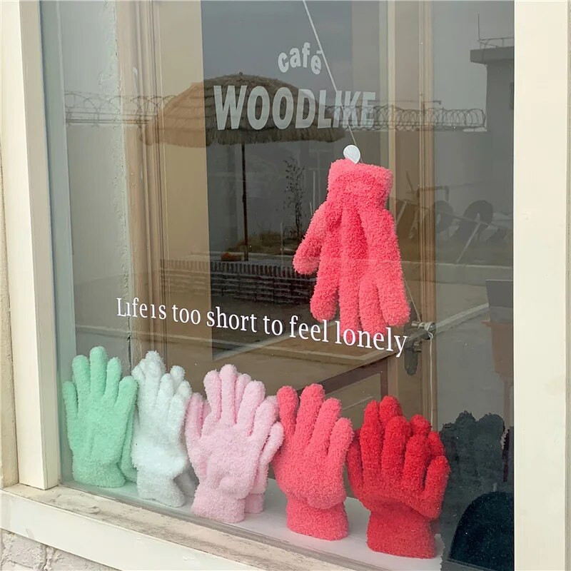 Jauni biezi sieviešu ziemas silti, trikotāžas cimdi ar pilniem pirkstiem, masīvvilnas plīša dūraiņi sievietēm, biezi silti, riteņbraukšanas cimdi