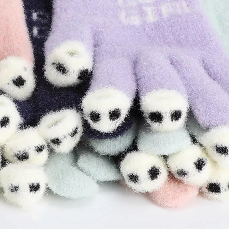 Slatke rukavice s mačjim šapama Ženske zimske tople paperjaste rukavice s dodirnim zaslonom od nerca bez prstiju Elastične pletene plišane rukavice na preklop