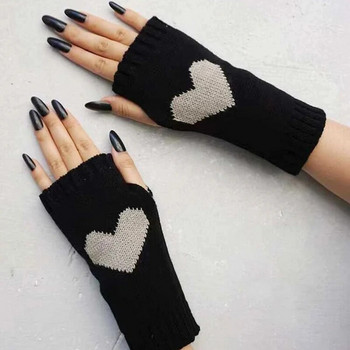 Γυναικεία χειμωνιάτικα γλυκά γάντια Lolita με μισό δάχτυλο πλεκτά πιο ζεστά μανίκια μπράτσο χωρίς δάχτυλα Casual μαλακά κορίτσια Gothic Punk Halloween γάντια