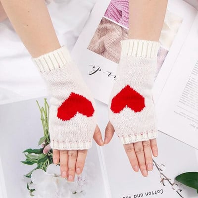 Zimske ženske slatke Lolita rukavice s pola prsta Pletene toplije rukavice za ruke bez prstiju Ležerne meke djevojačke gotičke punk rukavice za Noć vještica
