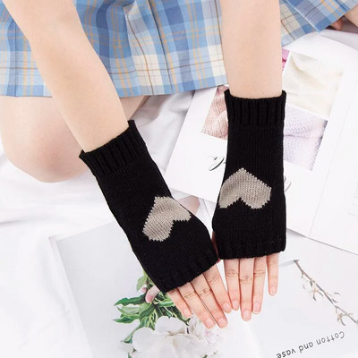 Zimske ženske slatke Lolita rukavice s pola prsta Pletene toplije rukavice za ruke bez prstiju Ležerne meke djevojačke gotičke punk rukavice za Noć vještica