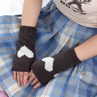 Zimske ženske slatke Lolita rukavice s pola prsta Pletene toplije rukavice za ruke bez prstiju Ležerne meke djevojačke gotičke punk rukavice za Noć vještica