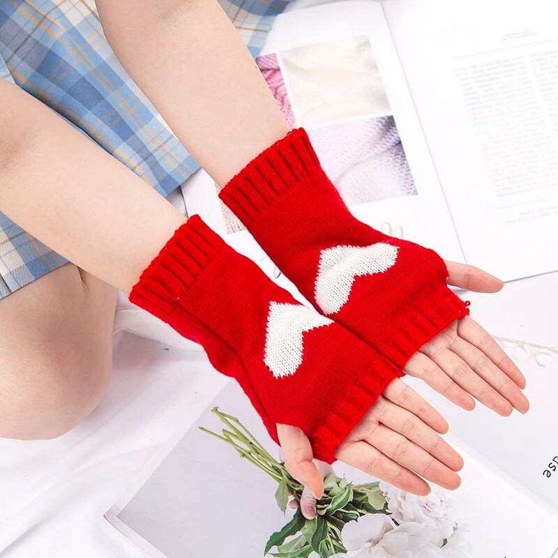 Zimske ženske slatke Lolita rukavice s pola prsta Pletene toplije rukavice za ruke bez prstiju Ležerne meke djevojačke gotičke punk rukavice za Noć vještica