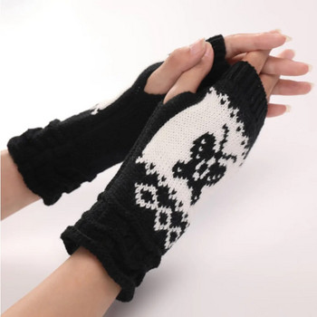 Γυναικεία γυναικεία γάντια χωρίς δάχτυλα Χειμερινά ζεστά μαλακά πλεκτά μοτίβο πεταλούδας ST026
