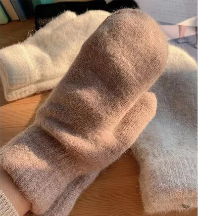 Ženske zimske plišane rukavice koje održavaju toplinu Elastičnost Meke Rukavice s punim prstima Pletene modne rukavice za djevojčice od imitacije zečjeg krzna