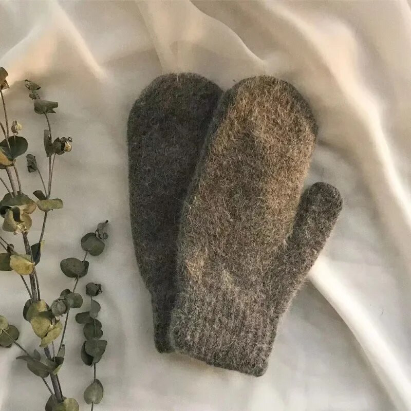 Ženske zimske plišane rukavice koje održavaju toplinu Elastičnost Meke Rukavice s punim prstima Pletene modne rukavice za djevojčice od imitacije zečjeg krzna