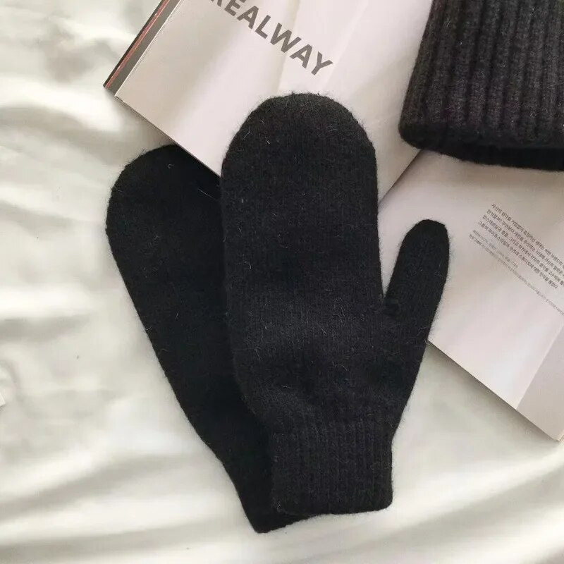 Ženske zimske plišane rukavice koje održavaju toplinu Elastičnost Meke Rukavice s punim prstima Pletene modne rukavice za djevojčice od imitacije zečjeg krzna