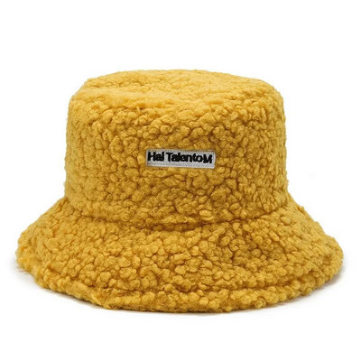 Unisex Harajuku šešir s kantom, jednobojni muški šešir za ribolov, ribarski INS šešir, jesen, zima, janjeća vunena slatka topla panama kapa za žene