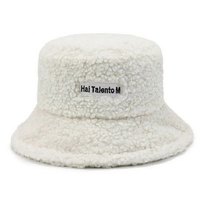 Unisex Harajuku šešir s kantom, jednobojni muški šešir za ribolov, ribarski INS šešir, jesen, zima, janjeća vunena slatka topla panama kapa za žene