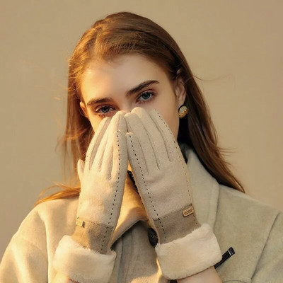 Зимни кашмирени дамски ръкавици Елегантни плетени плюс дебели ръкавици Ръкавици със сензорен екран Топли ръкавици