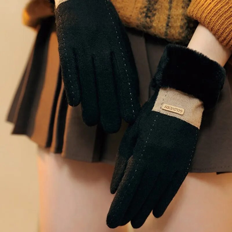 Ziemas kašmira sieviešu cimdi Eleganti adīti plus biezi cimdi skārienekrāna cimdi silti dūraiņi