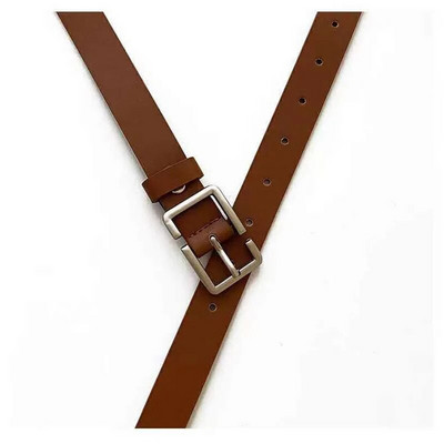 Ādas Sieviešu jostas Modes Džinsi Klasiski Retro Vienkārša Taisnstūra Sprādze Sieviešu piespraude jauna Džinsu kleita Zobens goth Luxury punk