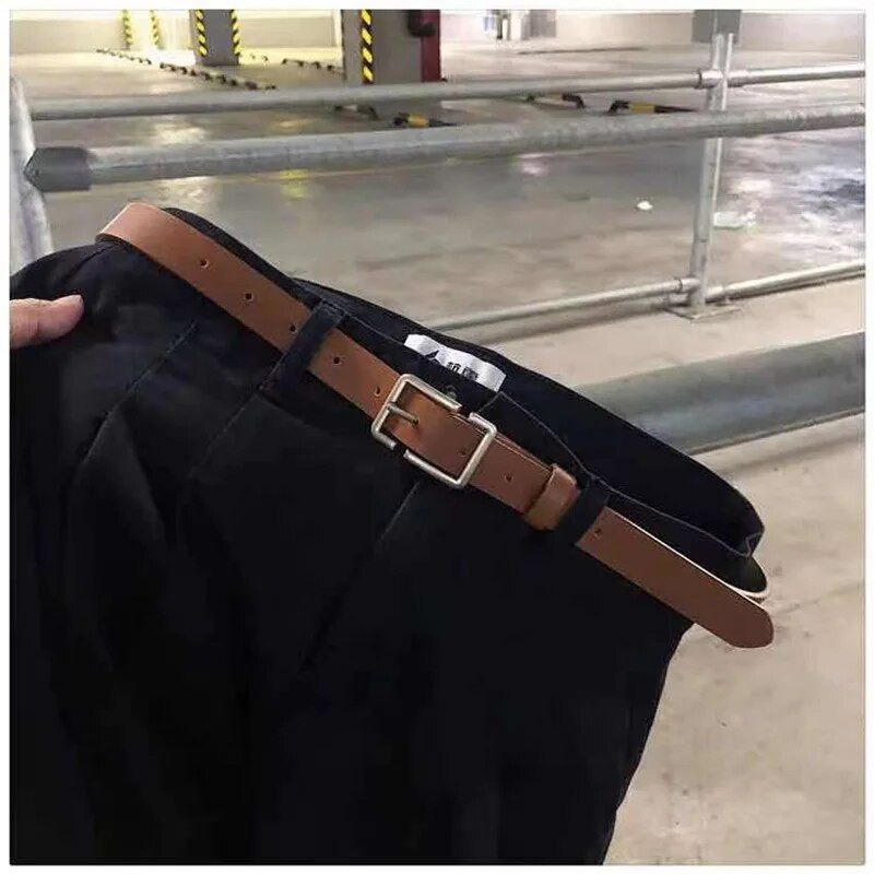 Ādas Sieviešu jostas Modes Džinsi Klasiski Retro Vienkārša Taisnstūra Sprādze Sieviešu piespraude jauna Džinsu kleita Zobens goth Luxury punk