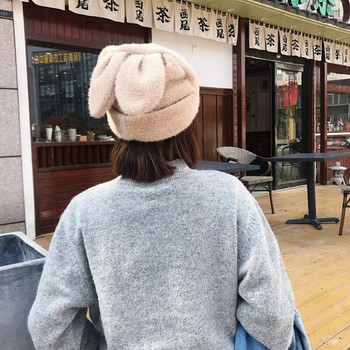 Αυτιά κουνελιού με γούνινο καπέλο κουνελιού γούνινο καπέλο φθινοπώρου και χειμώνα πλεκτό μάλλινο καπέλο χειμώνα ζεστή κορεατική έκδοση του ιαπωνικού καπέλου