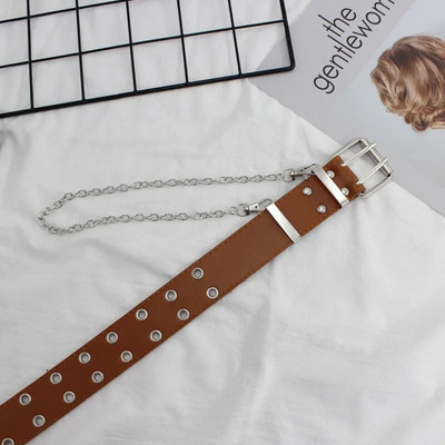 2021 Двуредов PVC прозрачен колан за жени Модни женски бели панталони с талия Прозрачни колани Дамски дънки Колан с втулки