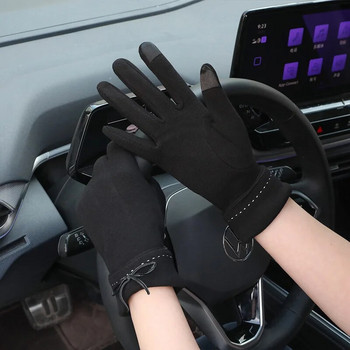 Зимни дамски ръкавици с панделка Сензорен екран Сладки тънки кадифени еластични ръкавици Пролет Есенни ръкавици