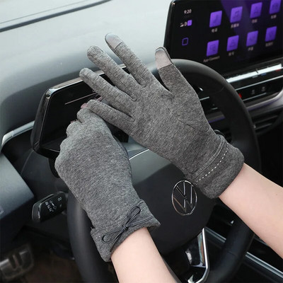 Зимни дамски ръкавици с панделка Сензорен екран Сладки тънки кадифени еластични ръкавици Пролет Есенни ръкавици