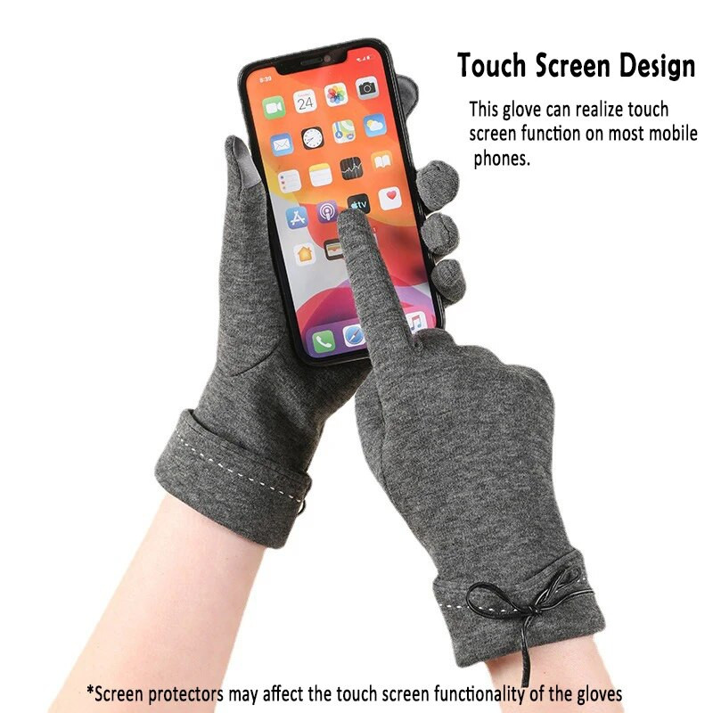 Zimske ženske rukavice s mašnom Zaslon osjetljiv na dodir Slatka tanka baršunasta rastezljiva rukavica Proljeće Jesen rukavice
