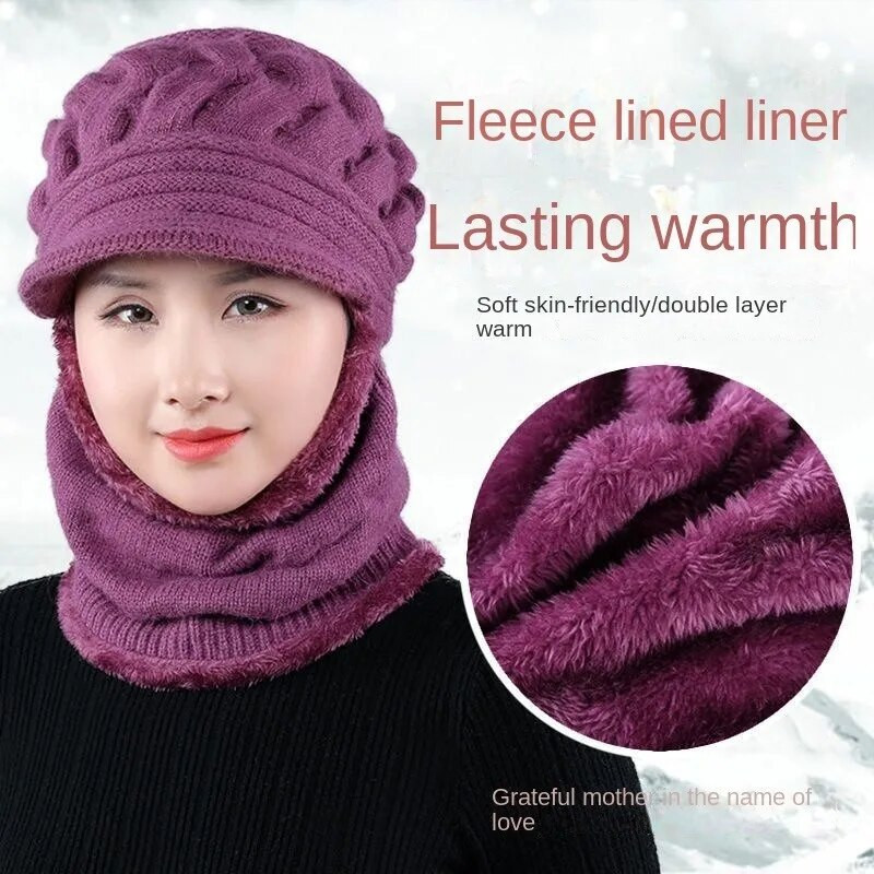 Korall gyapjú téli sapka sapkák női sapka sál meleg légáteresztő gyapjú kötött sapka nőknek kétrétegű védősapkák