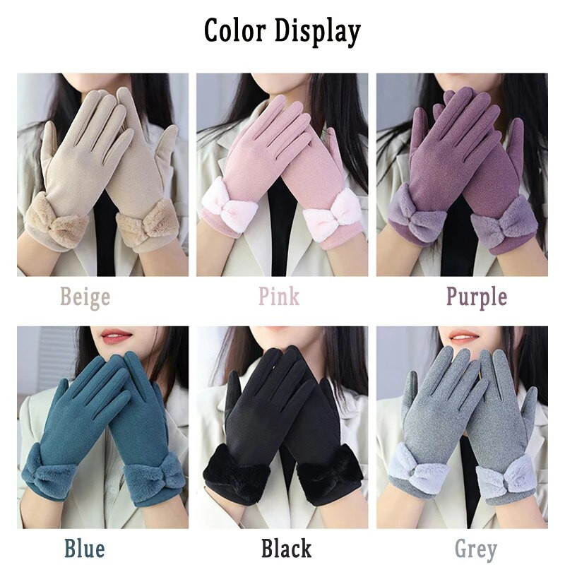 2023. G. JAUNS Ziemas loku mezglu sieviešu cimdi, skārienekrāna elegants plus samta dūraiņi, elastīgi cimdi