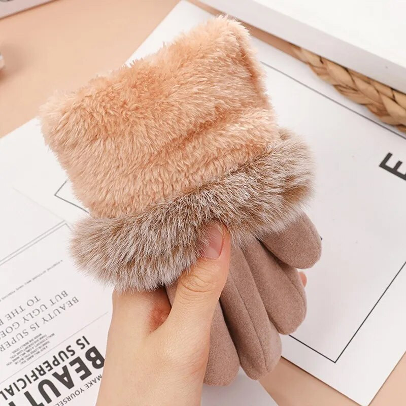 Téli kesztyű nőknek őszi masni ujjatlan érintőképernyős plusz bársonyos meleg kesztyű kültéri elegáns kesztyű lány