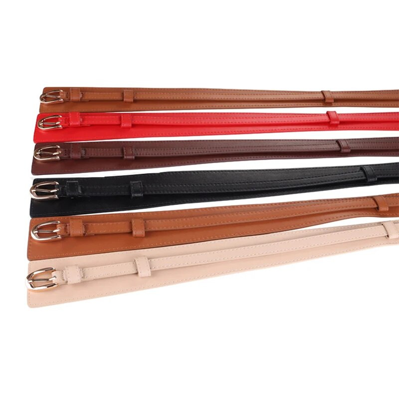 HATCYGGO Wide Cummerbund női fekete derék fűzőöv női alkalmi szoknyagombok dekoratív derékpánt PU bőr levehető öv