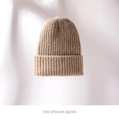 Pălărie Beanie de culoare bomboană pentru femei Pălărie de iarnă tricotată imitație de cașmir Skullies Capotă caldă moale Pălării de femeie pentru fete Gorros