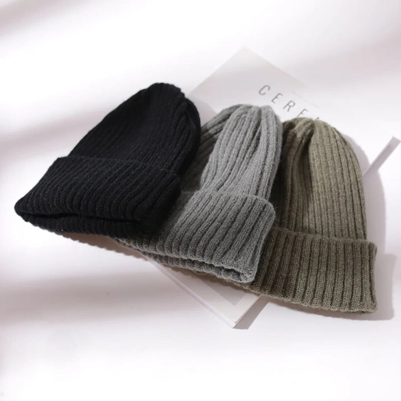 Pălărie Beanie de culoare bomboană pentru femei Pălărie de iarnă tricotată imitație de cașmir Skullies Capotă caldă moale Pălării de femeie pentru fete Gorros