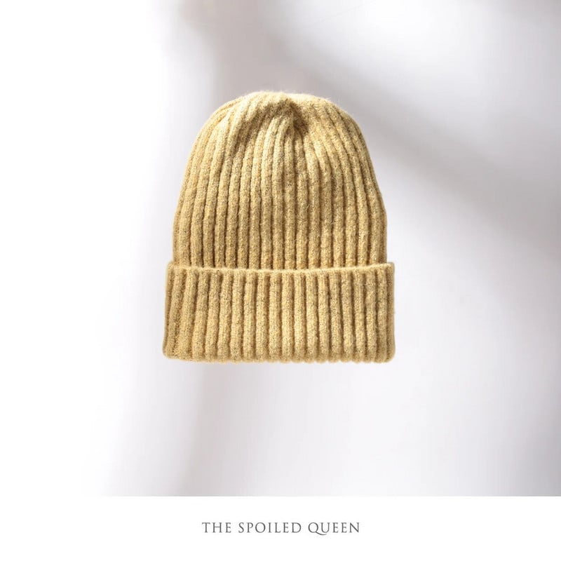 Pălărie Beanie de culoare bomboană pentru femei Pălărie de iarnă tricotată imitație de cașmir Skullies Capotă caldă moale Pălării de femeie pentru fete Gorros