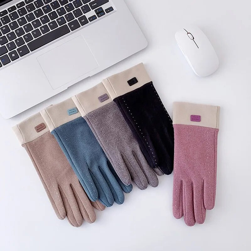 Naiste talvekindad soe ekraan Naiste karusnahast kinnas Täissõrmega labakindad Sügiskindad Hiver Femme Guantes