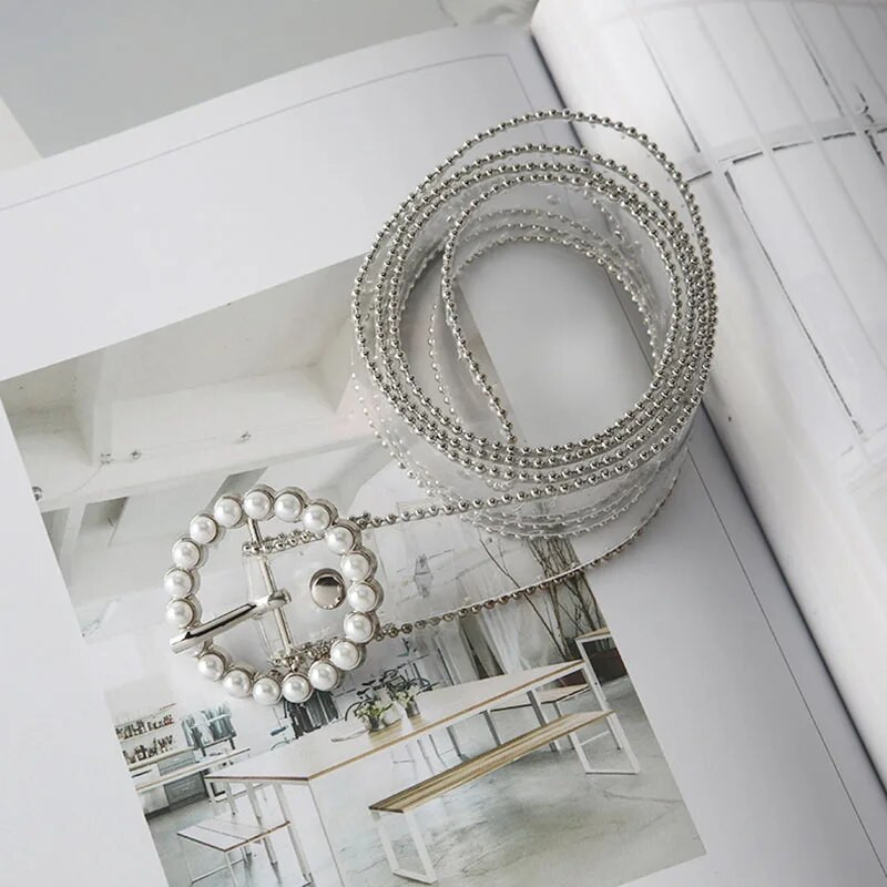 Modni pojasevi oko struka s dijamantnim biserom, novi dizajn, prozirni pojas, bijeli višenamjenski pojas, PVC plastični remen oko struka, 2021. Vruća rasprodaja