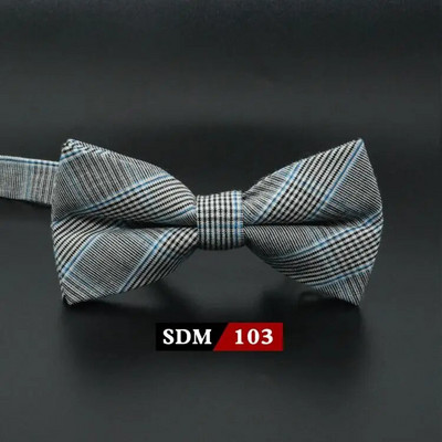 Muška modna vintage leptir-mašna Karirana umjetna 100% pamuk, meka prugasta dvostruka leptir leptir, muška leptir-mašna, dizajnerska kravata