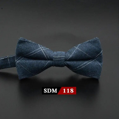 Muška modna vintage leptir-mašna Karirana umjetna 100% pamuk, meka prugasta dvostruka leptir leptir, muška leptir-mašna, dizajnerska kravata