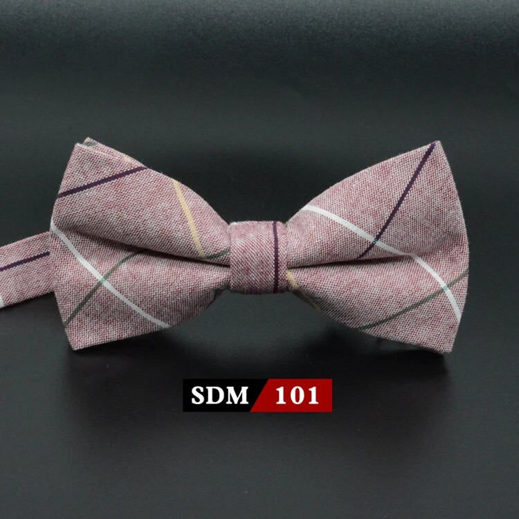 Muška modna vintage leptir-mašna Karirana umjetna 100% pamuk, meka prugasta dvostruka leptir leptir, muška leptir-mašna, dizajnerska kravata