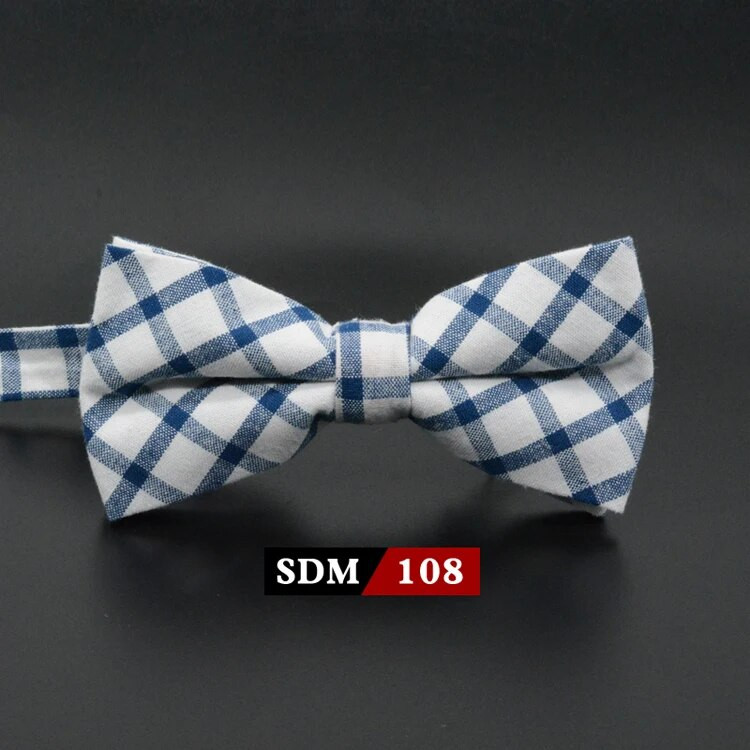 Muška modna vintage leptir-mašna Karirana umjetna 100% pamuk, meka prugasta dvostruka leptir leptir, muška leptir-mašna, dizajnerska kravata