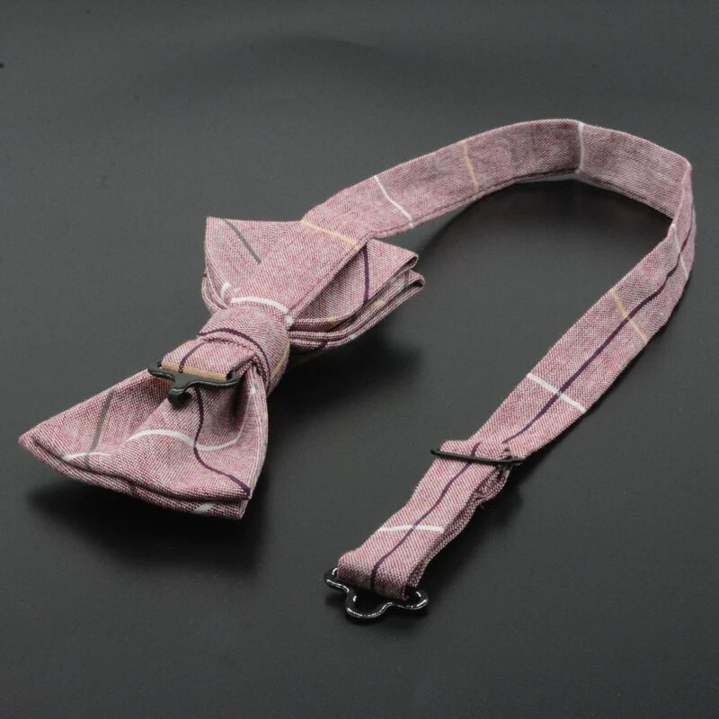 Muška modna vintage leptir-mašna Karirana umjetna 100% pamuk, meka prugasta dvostruka leptir leptir, muška leptir-mašna, dizajnerska kravata