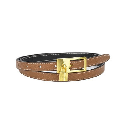 Moteriškas diržas su užrakto sagtimi Spalva blokuojanti 1,4 cm plona juosta suknelei Auksinis segtukas Sagtis Kasdienis džinsų diržas