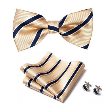 Страхотно качество Sliver Office Butterfly Handky Cufflink Set Bowtie For Men Geometric hombre Официално облекло