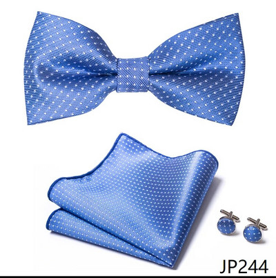 Kiváló minőségű Sliver irodai pillangó Hanky mandzsettagomb szett férfi csokornyakkendő Geometrikus hombre formális ruházat