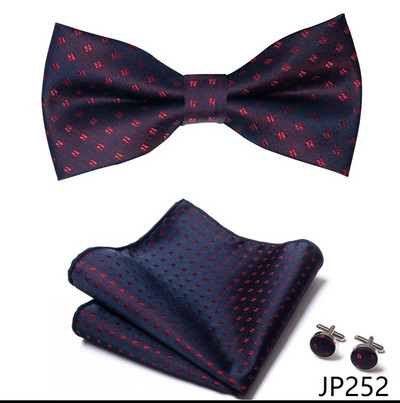 Kiváló minőségű Sliver irodai pillangó Hanky mandzsettagomb szett férfi csokornyakkendő Geometrikus hombre formális ruházat