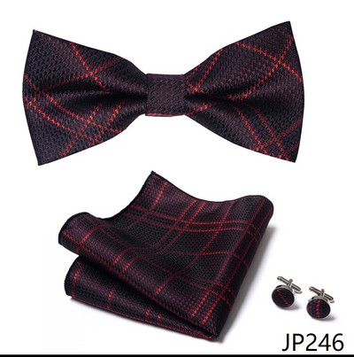 Kiváló minőségű Sliver irodai pillangó Hanky mandzsettagomb szett férfi csokornyakkendő Geometrikus hombre formális ruházat